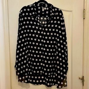 Cato Sheer Polka Dot Button Down Blouse 22/24W